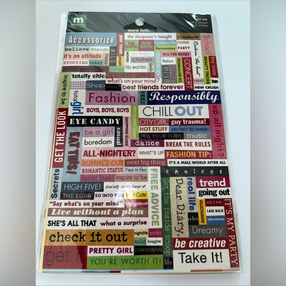 Making Memories Girl Talk Word Fetti Stickers 114 Stickers NIP